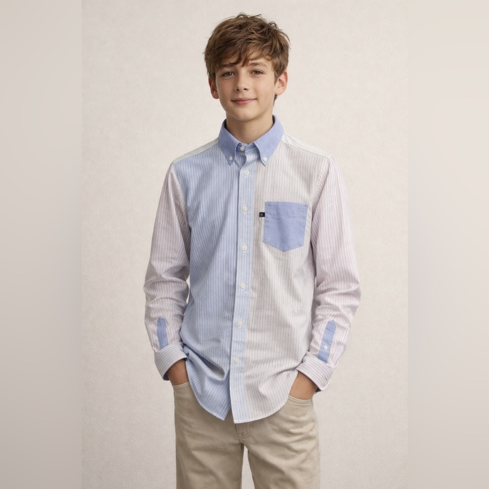 Brooks Brothers Teens Long Sleeve Button Down Shirt Supima Cotton Size XL